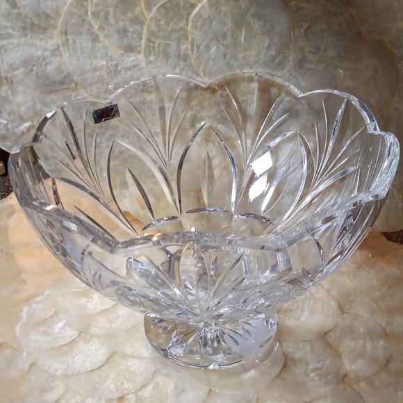 Marquis Waterford Crystal scalloped pedestal Bowl 1 1/ 2" scratch see PHOTO - Picture 3 of 5